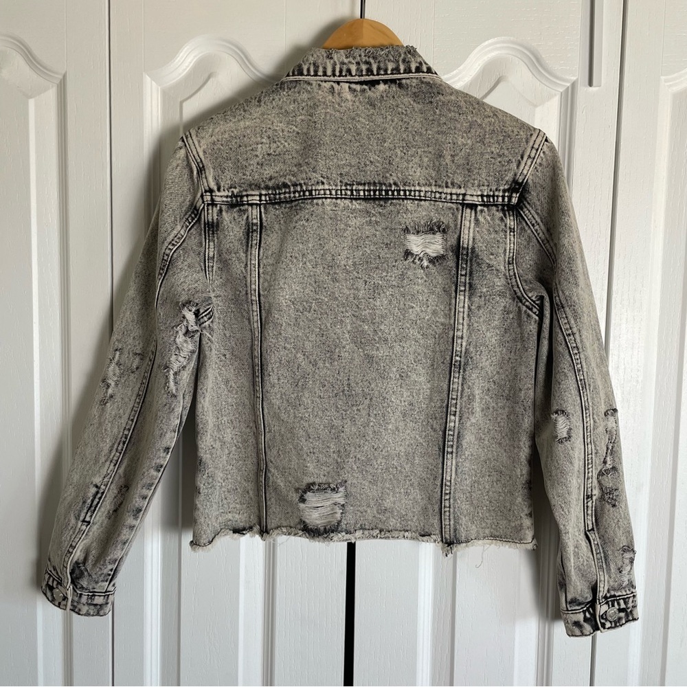 NWOT Vervet Escala Denim Jacket Women’s M Black Acid Wash Classic Crop Fit - Picture 7 of 16